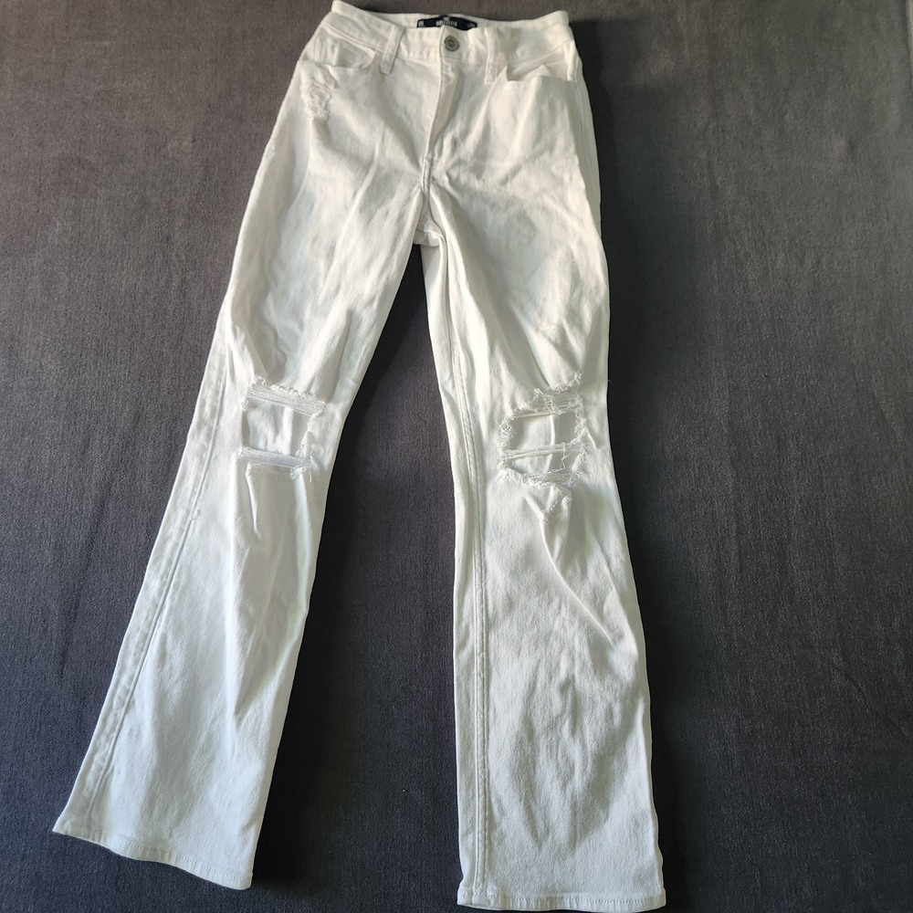 Hollister Jeans‎ Womens Size 0 25R Ultra High Rise Dad Distressed Straight Leg